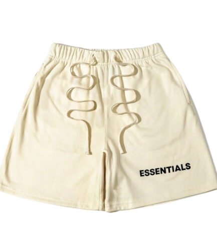Essentials Letter Printed Cream Shorts